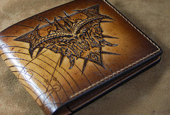 Handmade diablo3 diablo billfold wallet carved custom personalized leather for men - EverHandmade