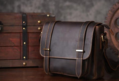 Handmade leather men Briefcase messenger vintage shoulder laptop bag vintage bag - EverHandmade