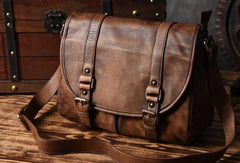 Handmade leather men Briefcase messenger vintage shoulder laptop bag vintage bag