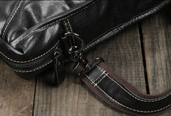 Cool Black Leather mens Briefcases Shoulder Laptop Briefcase Shoulder bag - EverHandmade