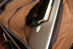 Handmade leather men Briefcase messenger large vintage shoulder laptop bag vintage bag - EverHandmade