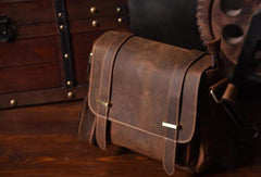 Handmade leather men Briefcase messenger vintage shoulder laptop bag vintage bag - EverHandmade