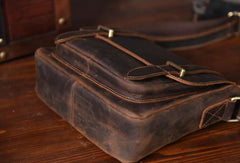 Handmade leather men Briefcase messenger vintage shoulder laptop bag vintage bag - EverHandmade