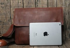 Genuine Leather messenger bag clutch leather men phone pad zip clutch vintage wallet for men - EverHandmade