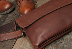Genuine Leather messenger bag clutch leather men phone pad zip clutch vintage wallet for men - EverHandmade