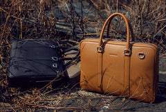 Leather Mens Briefcase Handbag Shoulder Bag laptop Bag Business Bag - EverHandmade