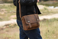 Handmade leather men Briefcase messenger vintage shoulder laptop bag vintage bag - EverHandmade