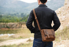 Handmade leather men Briefcase messenger vintage shoulder laptop bag vintage bag - EverHandmade
