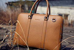 Leather Mens Briefcase Handbag Shoulder Bag laptop Bag Business Bag - EverHandmade
