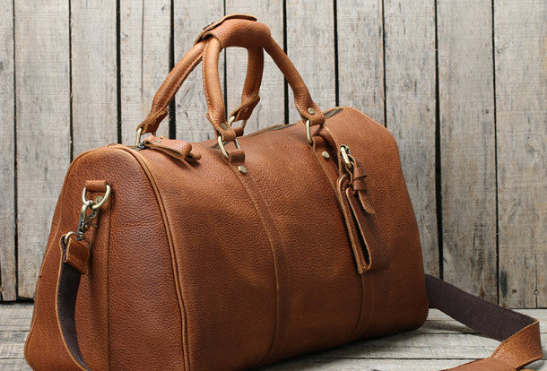 Handmade Vintage Leather Overnight Duffel Bag Travel Bag Holdall