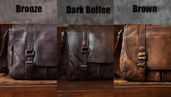 Handmade leather men Briefcase messenger vintage shoulder laptop bag vintage bag