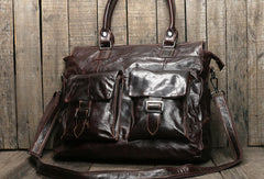Handmade leather men Briefcase messenger large vintage shoulder laptop bag vintage bag - EverHandmade