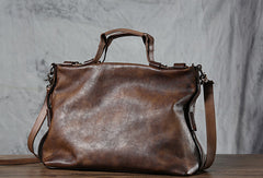 Leather mens Briefcase Shoulder laptop bag Business Bag for Men - EverHandmade