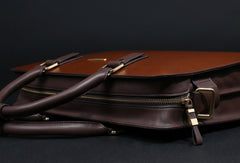 Fashion leather men Briefcase shoulder bag laptop bag work bag business bag - EverHandmade