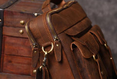 Handmade leather men Vintage Messenger bag Briefcase Cool Shoulder bag for Men - EverHandmade