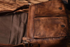 Handmade leather men Briefcase messenger vintage shoulder laptop bag vintage bag