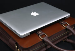 Fashion leather men Briefcase shoulder bag laptop bag work bag business bag - EverHandmade