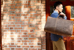 Vintage Leather men Travel Bag Duffle Bag Weekender Bag Overnight Bag shoulder bag - EverHandmade