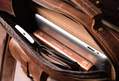 Handmade leather men Vintage Messenger bag Briefcase Cool Shoulder bag for Men - EverHandmade
