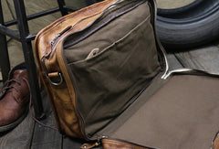 Cool leather mens large travel bag Vintage Briefcase Shoulder bag for Men - EverHandmade