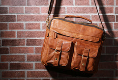 Handmade leather men Cool messenger bag vintage shoulder travel bag for men - EverHandmade