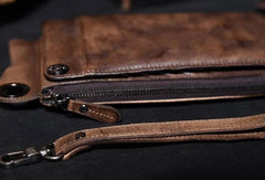 chained wallets Dark Brown Leather Biker Wallet Leather Chain Wallet Men Brown Long Biker Chain Wallet