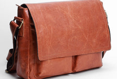 Leather mens Cool messenger bag vintage shoulder laptop bag for men - EverHandmade