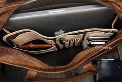 Cool leather mens large travel bag Vintage Briefcase Shoulder bag for Men - EverHandmade