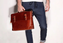 Cool leather mens Briefcases business Briefcase Shoulder Bag Laptop Briefcase