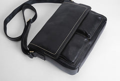 Leather mens Cool messenger bag vintage shoulder laptop bag for men - EverHandmade