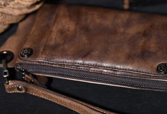 chained wallets Dark Brown Leather Biker Wallet Leather Chain Wallet Men Brown Long Biker Chain Wallet