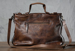 Leather mens Briefcase Shoulder laptop bag Business Bag for Men - EverHandmade