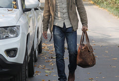 Cool leather mens Large Travel Bag Vintage Weekender Bag Shoulder Bag for Men - EverHandmade