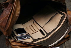 Cool leather mens large travel bag Vintage Briefcase Shoulder bag for Men - EverHandmade