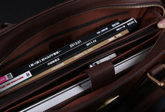 Fashion leather men Briefcase shoulder bag laptop bag work bag business bag - EverHandmade
