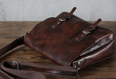 Leather cool men messenger bag vintage shoulder school bags for men - EverHandmade