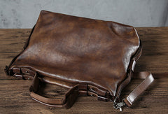 Leather mens Briefcase Shoulder laptop bag Business Bag for Men - EverHandmade