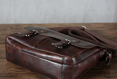 Leather cool men messenger bag vintage shoulder school bags for men - EverHandmade