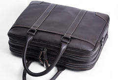 Handmade leather men Briefcase messenger large vintage shoulder laptop bag vintage bag - EverHandmade