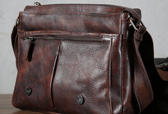 Leather cool men messenger bag vintage shoulder school bags for men - EverHandmade
