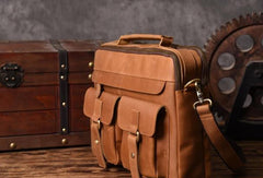 Handmade leather men Vintage Messenger bag Briefcase Cool Shoulder bag for Men - EverHandmade