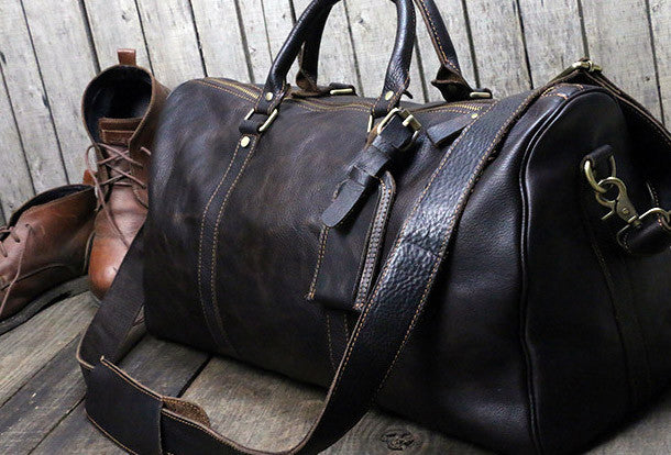 Cool Vintage Leather Mens Duffle Bag Weekender Bag Overnight Bag Trave
