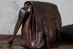 Leather cool men messenger bag vintage shoulder school bags for men - EverHandmade
