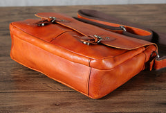 Leather cool men messenger bag vintage shoulder school bags for men - EverHandmade