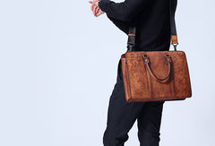 Vintage Leather mens Briefcase Handbag Shoulder Bag Business Bag for Men