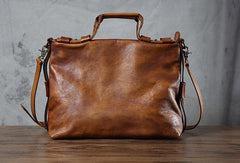 Leather mens Briefcase Shoulder laptop bag Business Bag for Men - EverHandmade