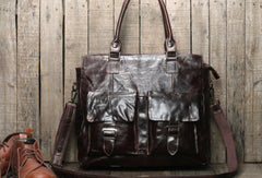 Handmade leather men Briefcase messenger large vintage shoulder laptop bag vintage bag - EverHandmade