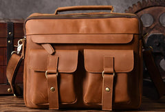 Handmade leather men Vintage Messenger bag Briefcase Cool Shoulder bag for Men - EverHandmade