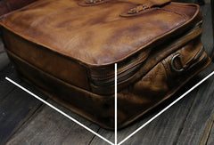 Cool leather mens large travel bag Vintage Briefcase Shoulder bag for Men - EverHandmade