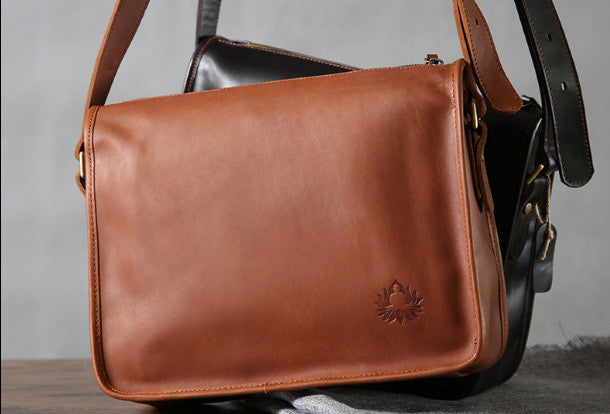 Cool leather mens messenger bag shoulder school laptop bag for men